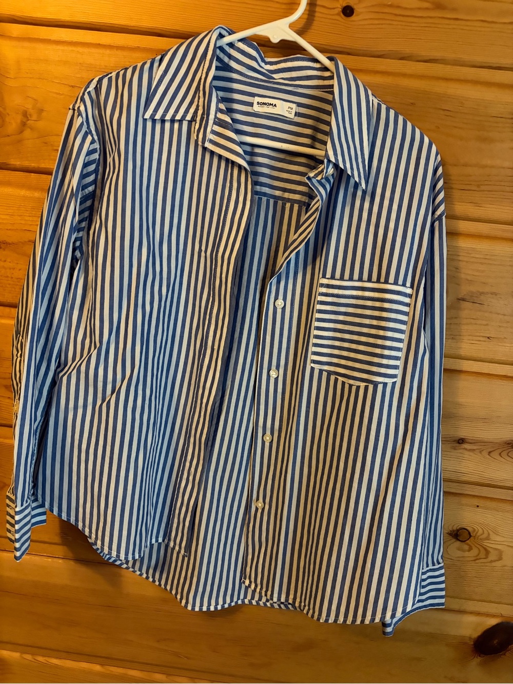 Sonoma Blue & White Vertical Stripe Button-Up Shirt